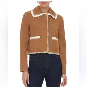 Bagatelle Collection Faux Suede Jacket Lace Trim XL NWT Camel Tan